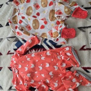 Cozy Kids Footies with Strawberry and Pancake Print